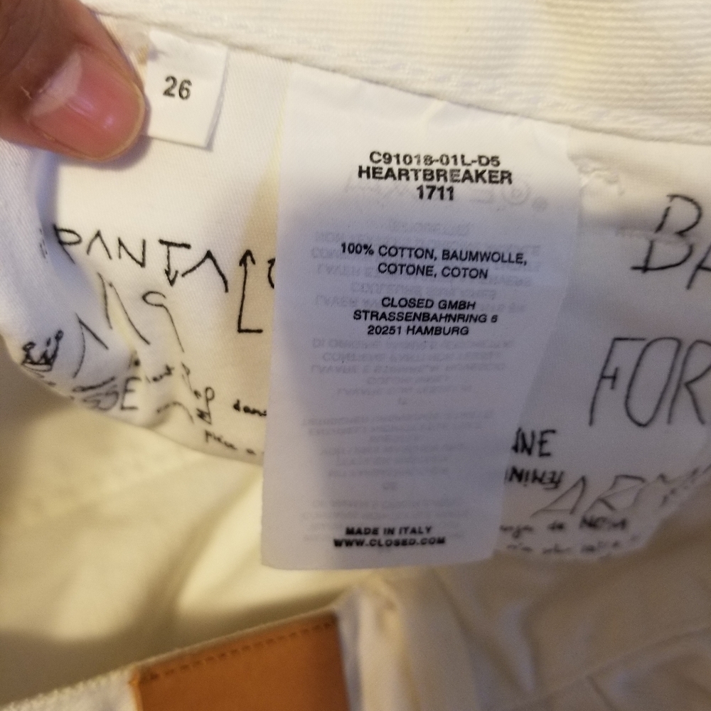 Closed Made in Italy White Skinny Pusher Jeans Women's Size 26 Color White - Picture 9 of 12
